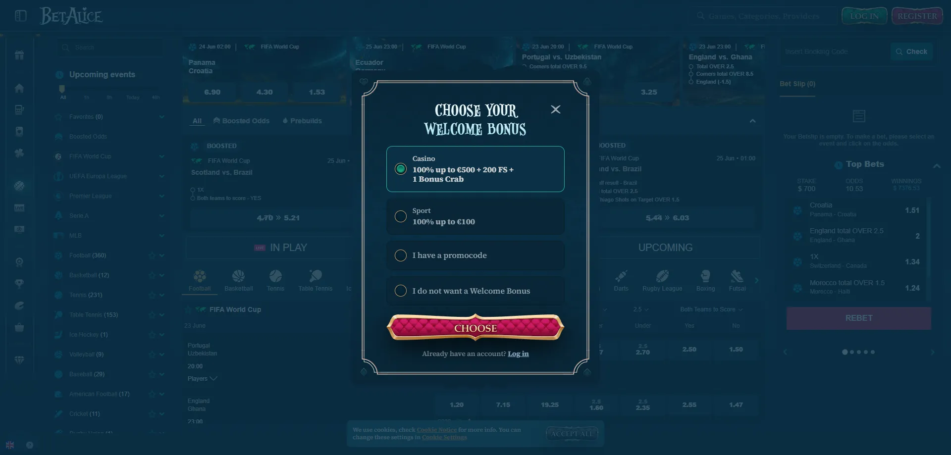 Registrazione su BetAlice casino — apertura conto veloce online